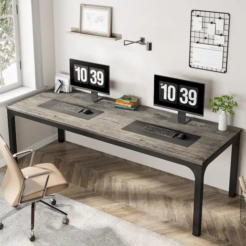 78.74 Zoll extra langer Doppel-Computertisch für 2 Personen im Homeoffice