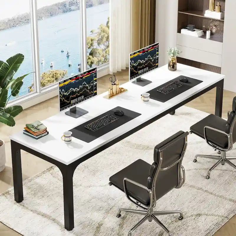78.74 Zoll extra langer Doppel-Computertisch für 2 Personen im Homeoffice
