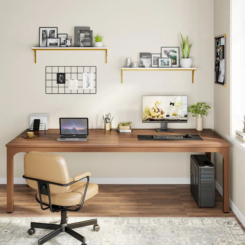 78.74 Zoll extra langer Doppel-Computertisch für 2 Personen im Homeoffice