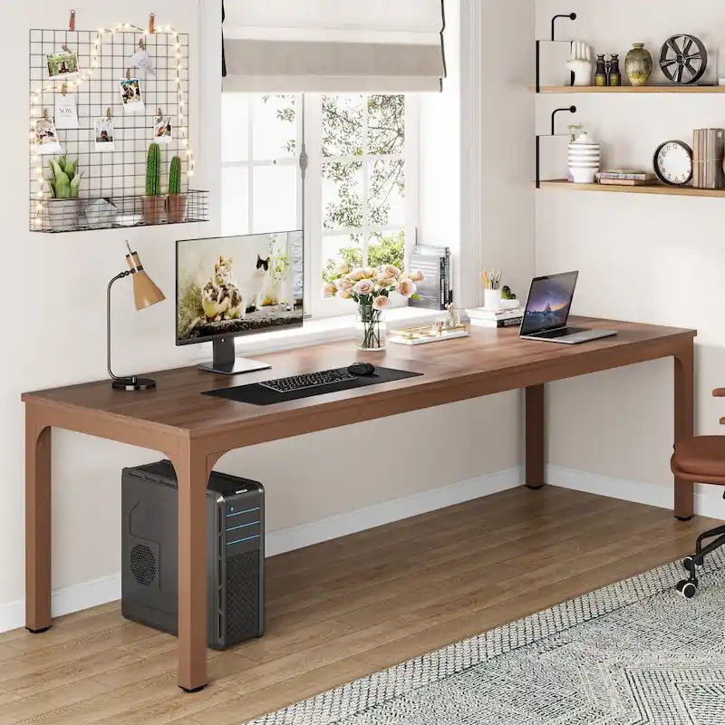 78.74 Zoll extra langer Doppel-Computertisch für 2 Personen im Homeoffice