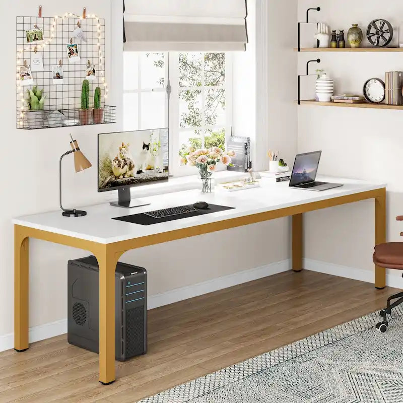 78.74 Zoll extra langer Doppel-Computertisch für 2 Personen im Homeoffice