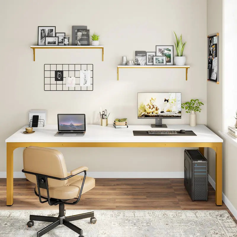 78.74 Zoll extra langer Doppel-Computertisch für 2 Personen im Homeoffice