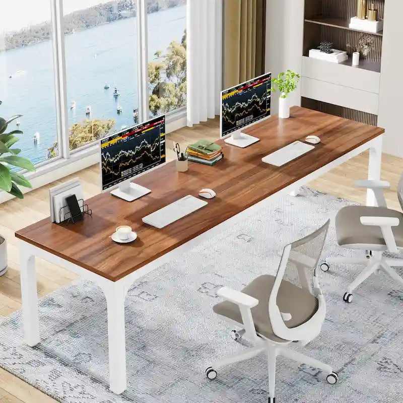 78.74 Zoll extra langer Doppel-Computertisch für 2 Personen im Homeoffice