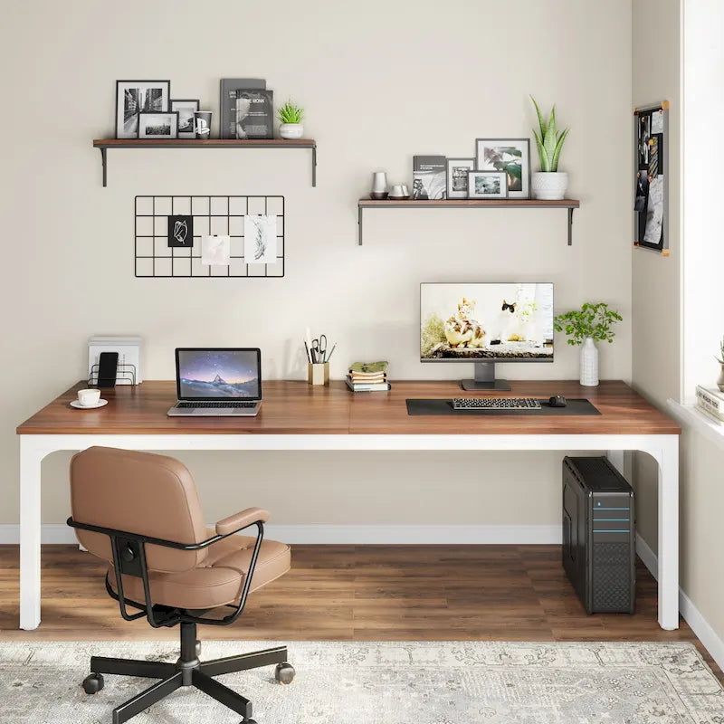 78.74 Zoll extra langer Doppel-Computertisch für 2 Personen im Homeoffice