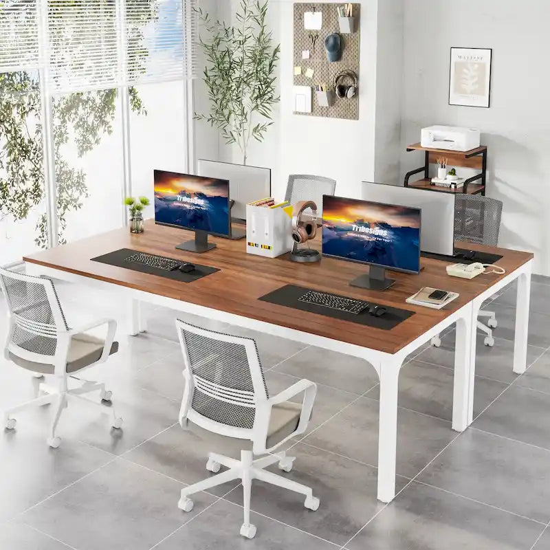 78.74 Zoll extra langer Doppel-Computertisch für 2 Personen im Homeoffice