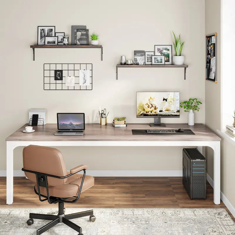78.74 Zoll extra langer Doppel-Computertisch für 2 Personen im Homeoffice