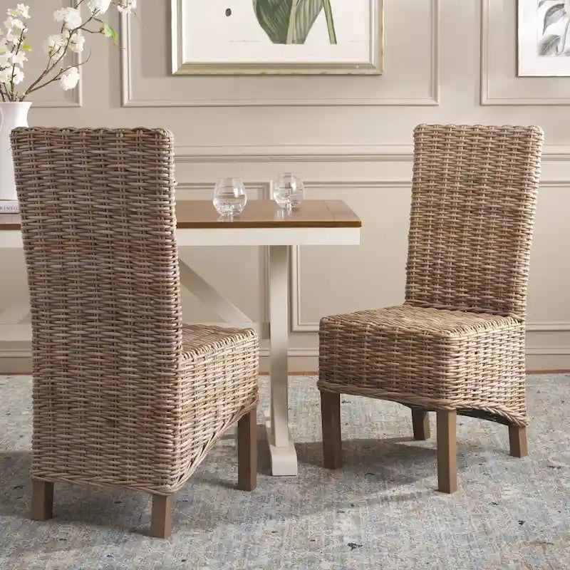 Natural Wicker Dining Chair (Set of 2) - 19 W x 22 D x 41 H - 19Wx22Dx41H