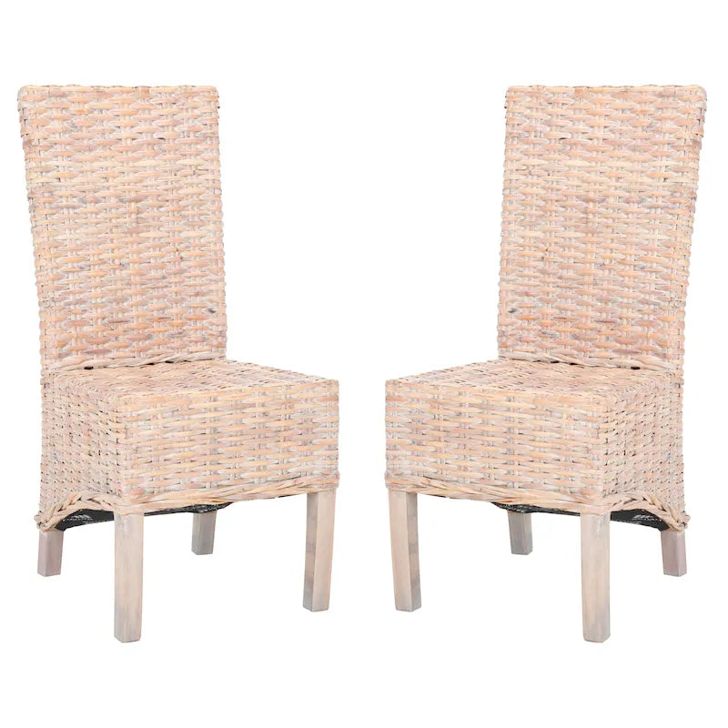 Natural Wicker Dining Chair (Set of 2) - 19 W x 22 D x 41 H - 19Wx22Dx41H