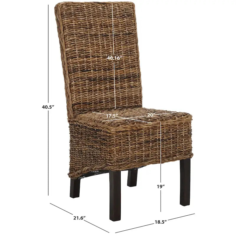 Esszimmerstuhl aus natürlichem Korbgeflecht (2er-Set) – 19 W x 22 D x 41 H – 19Wx22Dx41H