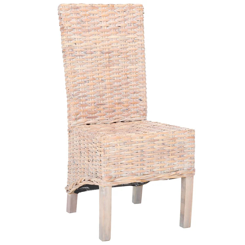 Esszimmerstuhl aus natürlichem Korbgeflecht (2er-Set) – 19 W x 22 D x 41 H – 19Wx22Dx41H