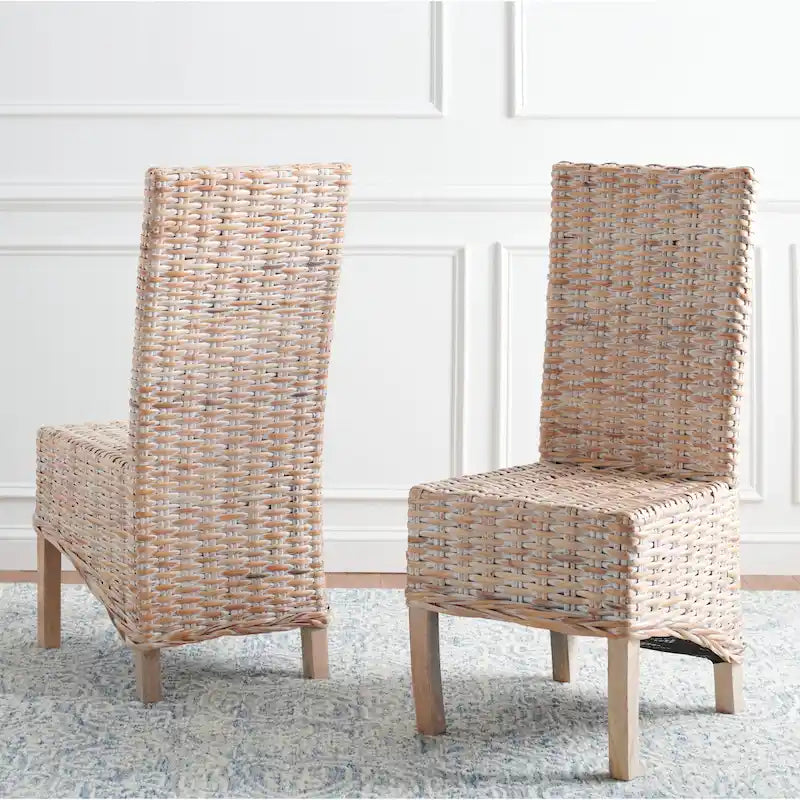 Esszimmerstuhl aus natürlichem Korbgeflecht (2er-Set) – 19 W x 22 D x 41 H – 19Wx22Dx41H