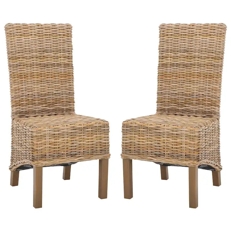 Esszimmerstuhl aus natürlichem Korbgeflecht (2er-Set) – 19 W x 22 D x 41 H – 19Wx22Dx41H