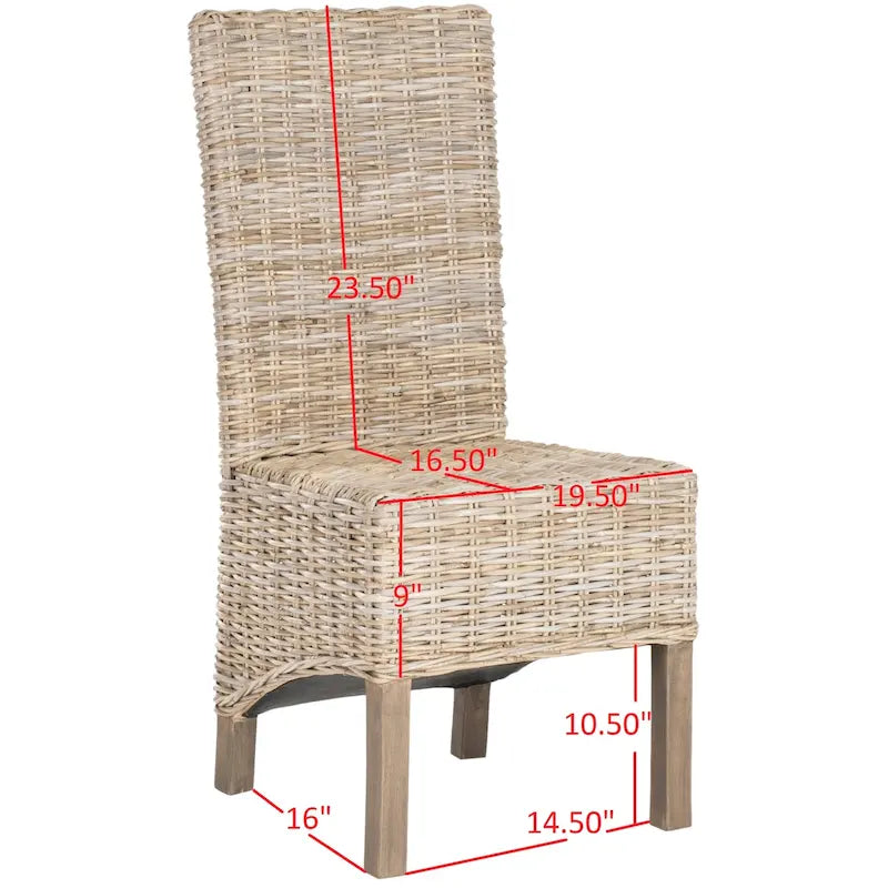 Esszimmerstuhl aus natürlichem Korbgeflecht (2er-Set) – 19 W x 22 D x 41 H – 19Wx22Dx41H