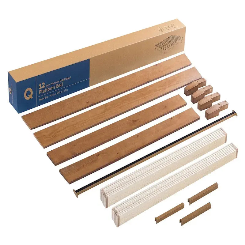 Solid Wood 12-inch Platform Bed Frame