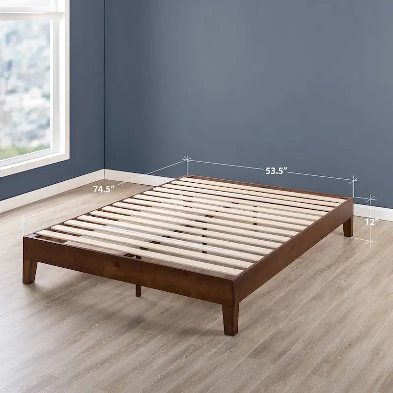 Solid Wood 12-inch Platform Bed Frame