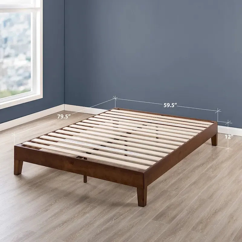 Solid Wood 12-inch Platform Bed Frame