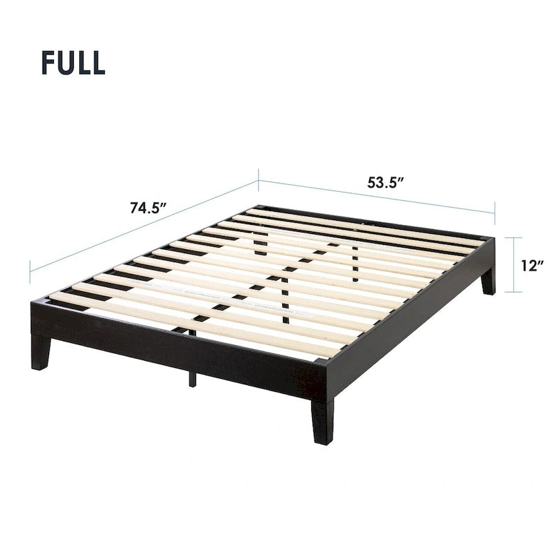 Solid Wood 12-inch Platform Bed Frame