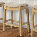 Holz-Barhocker mit Sattelsitz und gepolsterter Sitzfläche