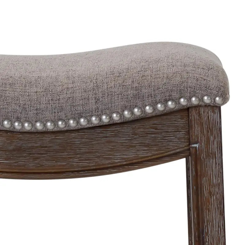 Holz-Barhocker mit Sattelsitz und gepolsterter Sitzfläche