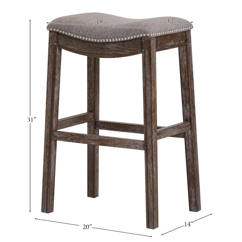Holz-Barhocker mit Sattelsitz und gepolsterter Sitzfläche