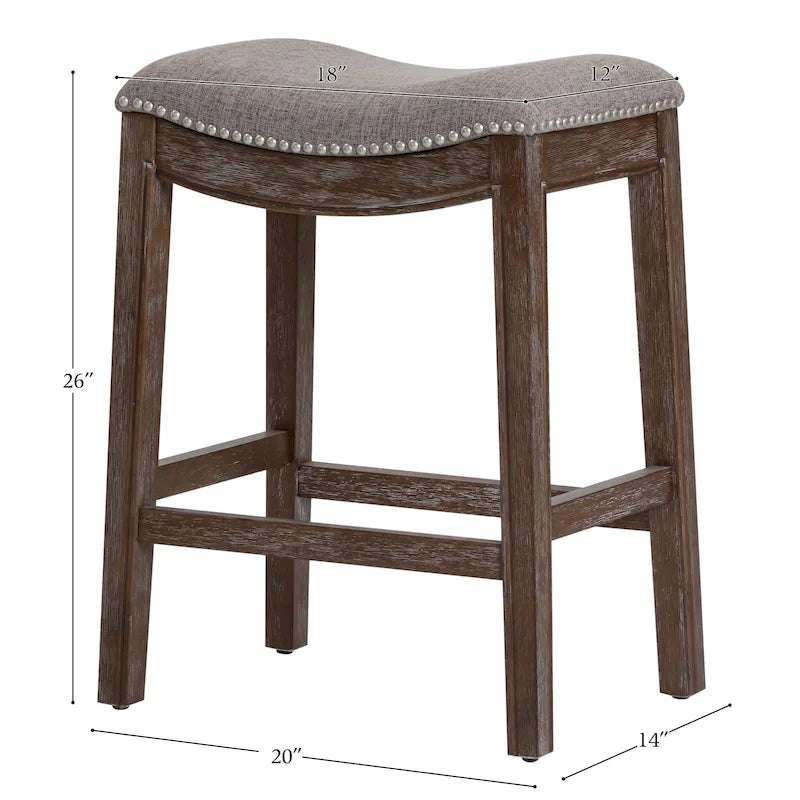 Holz-Barhocker mit Sattelsitz und gepolsterter Sitzfläche