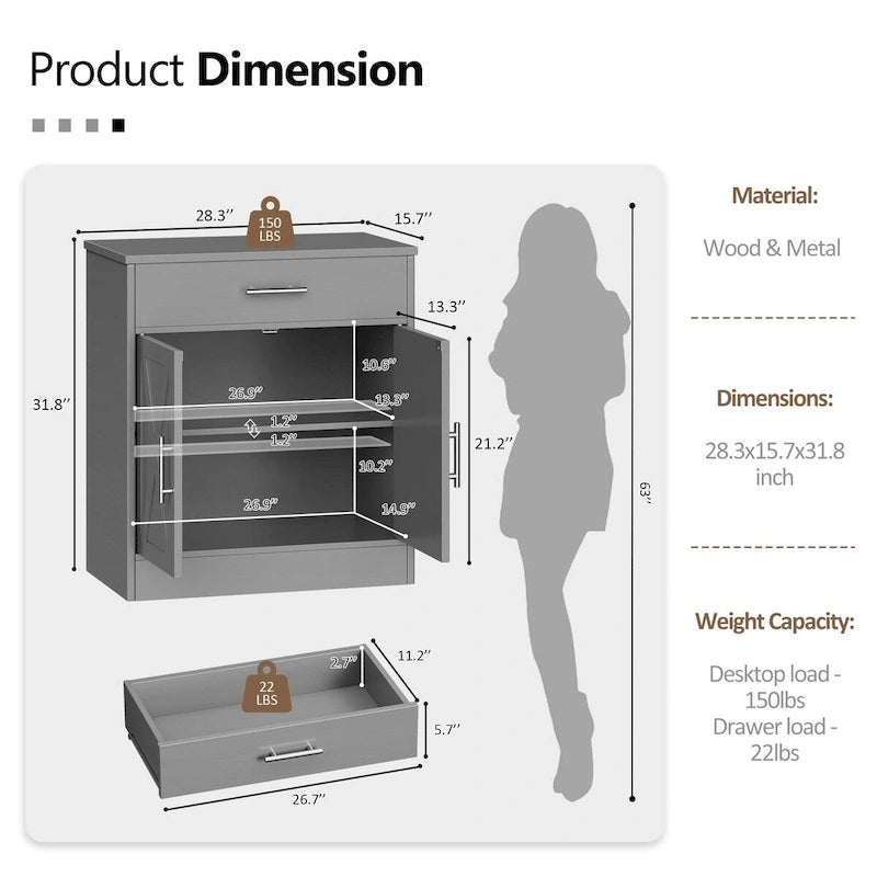 Sideboard-Buffetschrank, Küchenschrank mit Stauraum