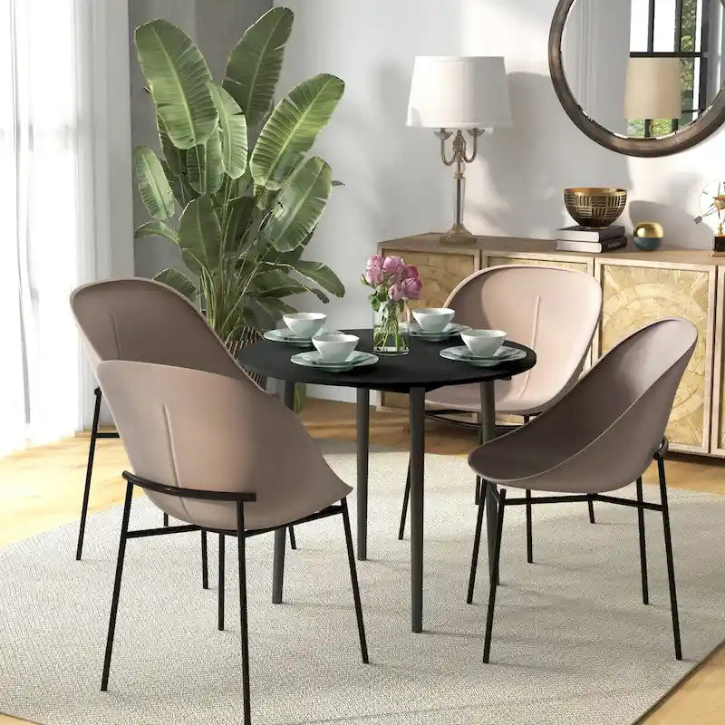 35 Round Folding Dining Table, Collapsible Drop Leaf Table for Small Spaces, Small Kitchen Table with Solid Wood Legs