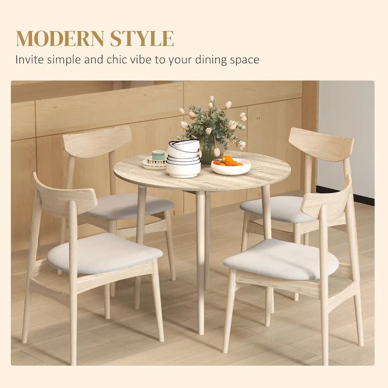 Mesa de comedor redonda plegable de 35, mesa extensible plegable para espacios pequeños, mesa de cocina pequeña con patas de madera maciza