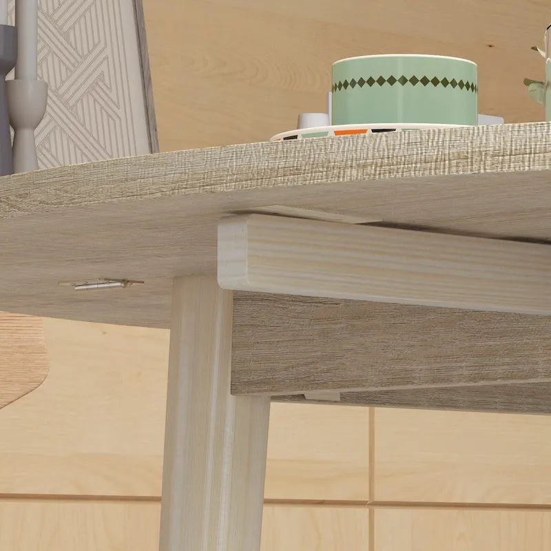 Mesa de comedor redonda plegable de 35, mesa extensible plegable para espacios pequeños, mesa de cocina pequeña con patas de madera maciza