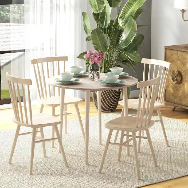 Mesa de comedor redonda plegable de 35, mesa extensible plegable para espacios pequeños, mesa de cocina pequeña con patas de madera maciza