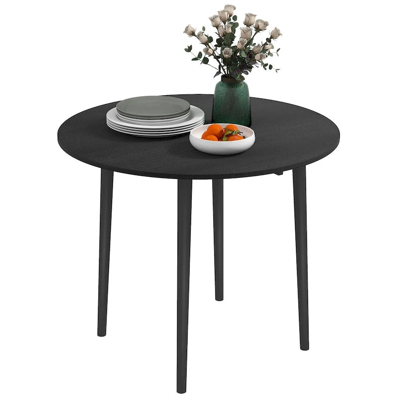 Mesa de comedor redonda plegable de 35, mesa extensible plegable para espacios pequeños, mesa de cocina pequeña con patas de madera maciza