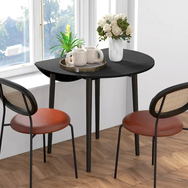 Mesa de comedor redonda plegable de 35, mesa extensible plegable para espacios pequeños, mesa de cocina pequeña con patas de madera maciza