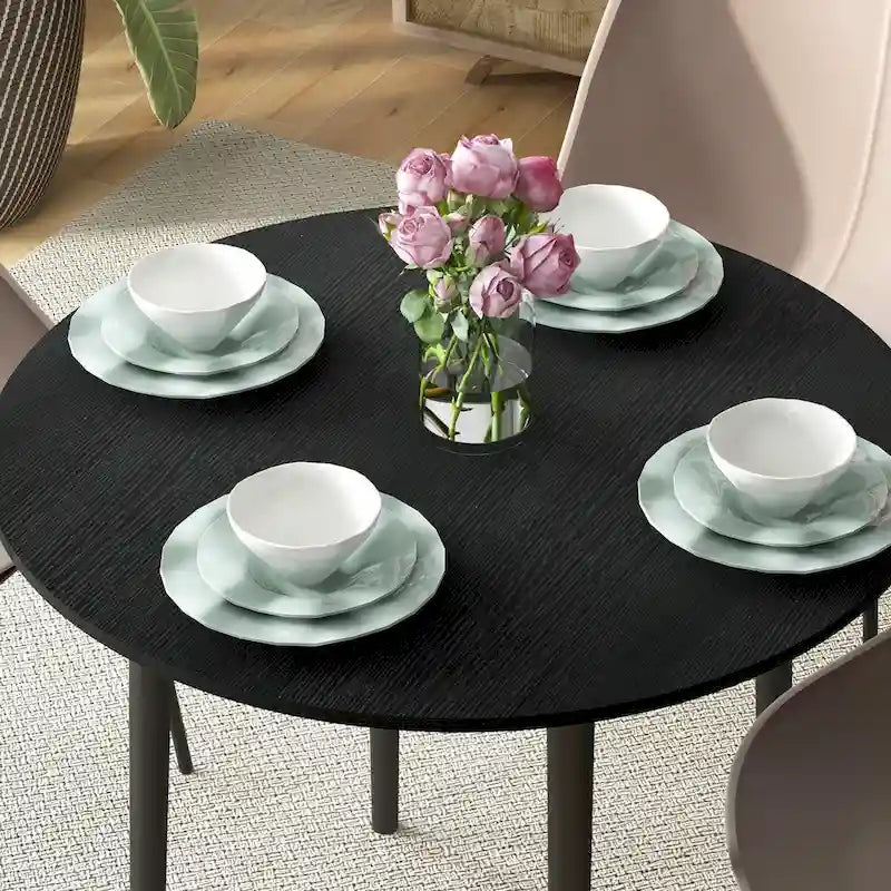 Mesa de comedor redonda plegable de 35, mesa extensible plegable para espacios pequeños, mesa de cocina pequeña con patas de madera maciza