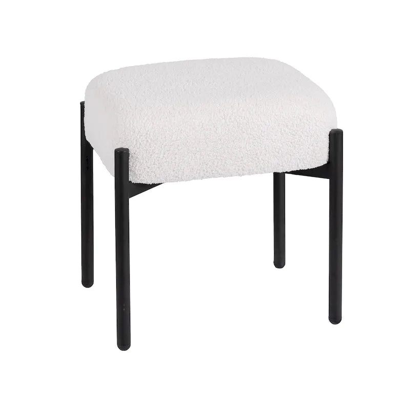 Runder Schminkhocker mit Kunst-Teddypelz, Ottoman-Fußhocker