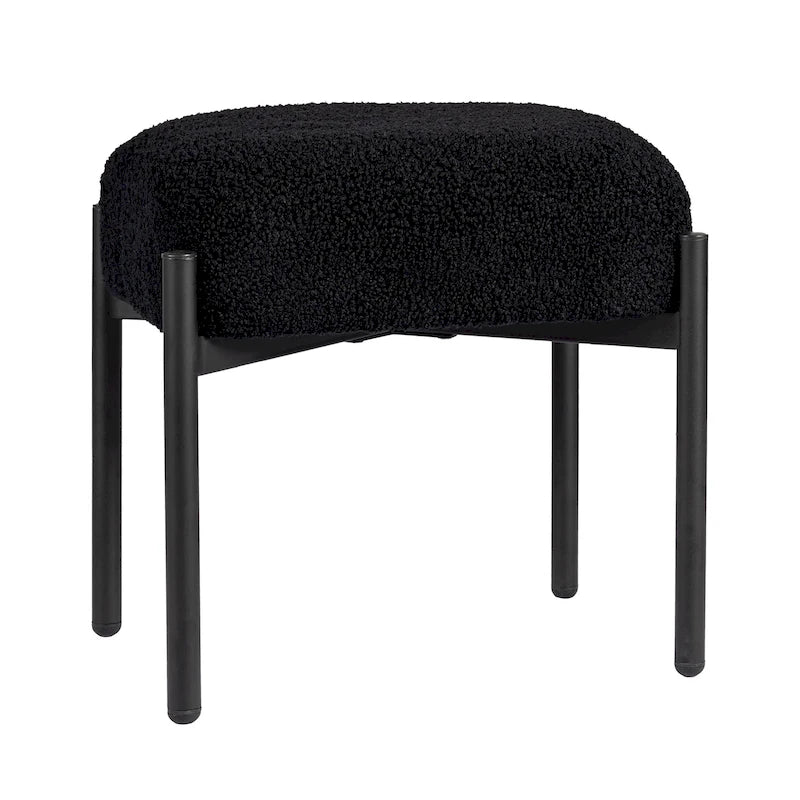 Runder Schminkhocker mit Kunst-Teddypelz, Ottoman-Fußhocker