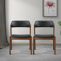 Contemporary Dining Chairs in Black Vegan Leather ( Set of 2)