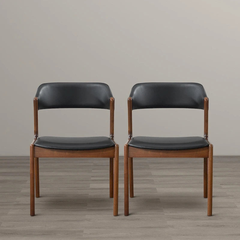 Contemporary Dining Chairs in Black Vegan Leather ( Set of 2)