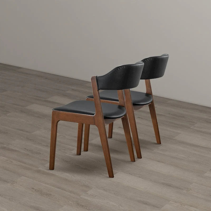 Contemporary Dining Chairs in Black Vegan Leather ( Set of 2)
