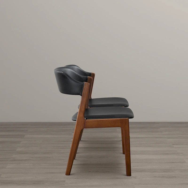 Contemporary Dining Chairs in Black Vegan Leather ( Set of 2)