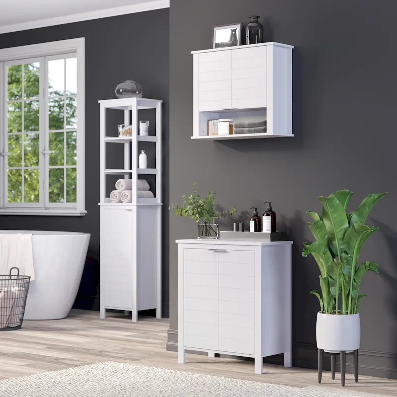 Two-Door Bathroom and Laundry Storage Cabinet with Adjustable Shelf - N/A