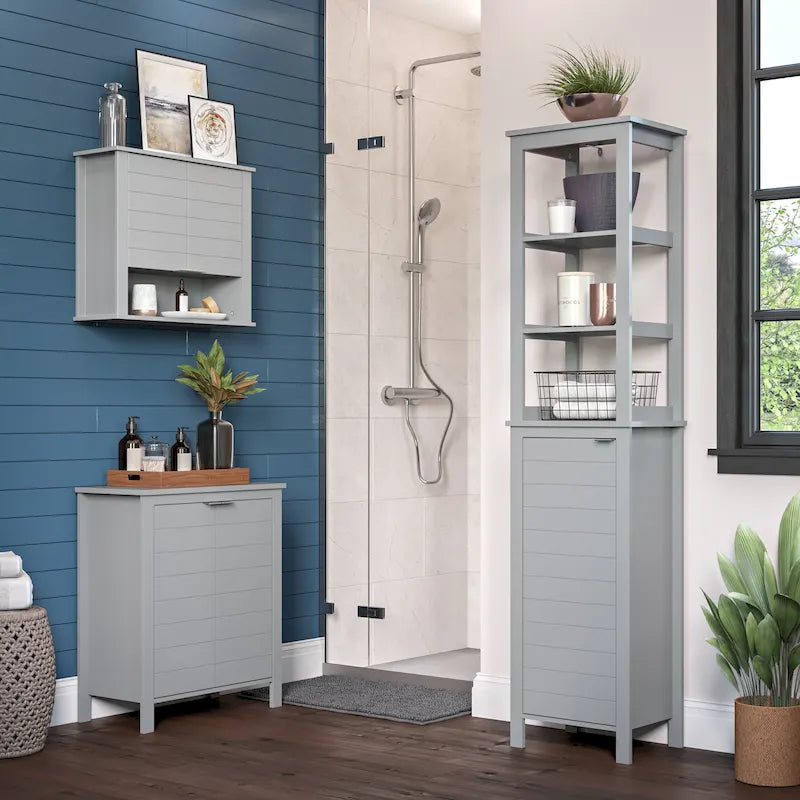 Two-Door Bathroom and Laundry Storage Cabinet with Adjustable Shelf - N/A