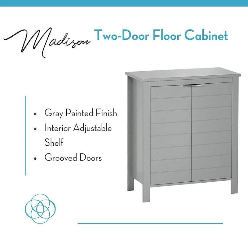 Two-Door Bathroom and Laundry Storage Cabinet with Adjustable Shelf - N/A