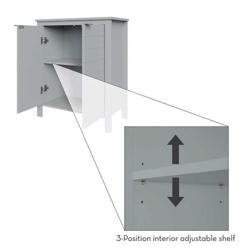 Two-Door Bathroom and Laundry Storage Cabinet with Adjustable Shelf - N/A