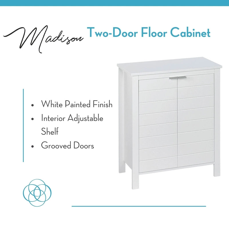 Two-Door Bathroom and Laundry Storage Cabinet with Adjustable Shelf - N/A