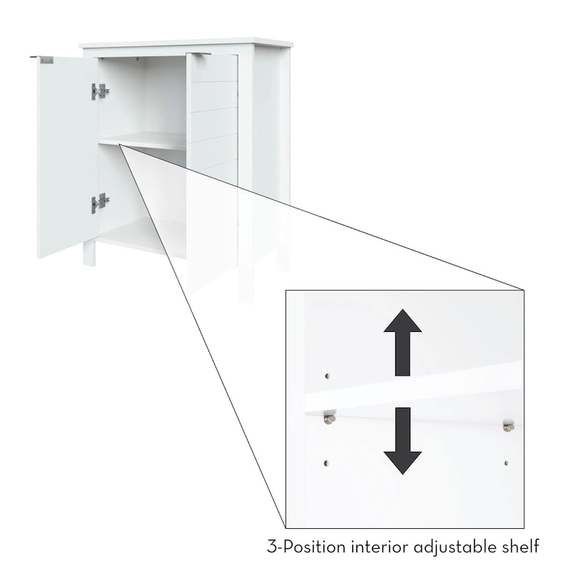 Two-Door Bathroom and Laundry Storage Cabinet with Adjustable Shelf - N/A