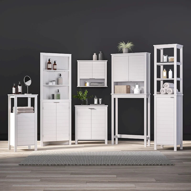Two-Door Bathroom and Laundry Storage Cabinet with Adjustable Shelf - N/A