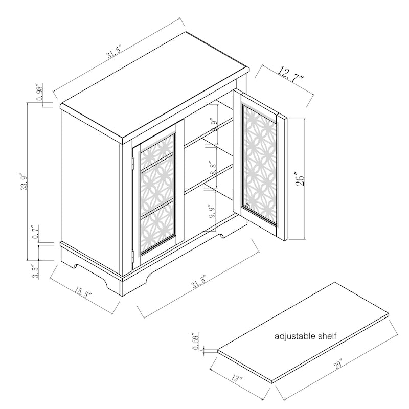 Rustikaler 31-Zoll-Akzentschrank zur Aufbewahrung für Bad und Schlafzimmer