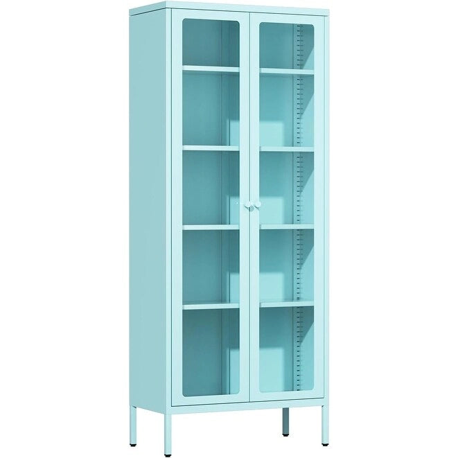67 hoher Glas-Vitrinenschrank mit Glastüren und 4 verstellbaren Einlegeböden